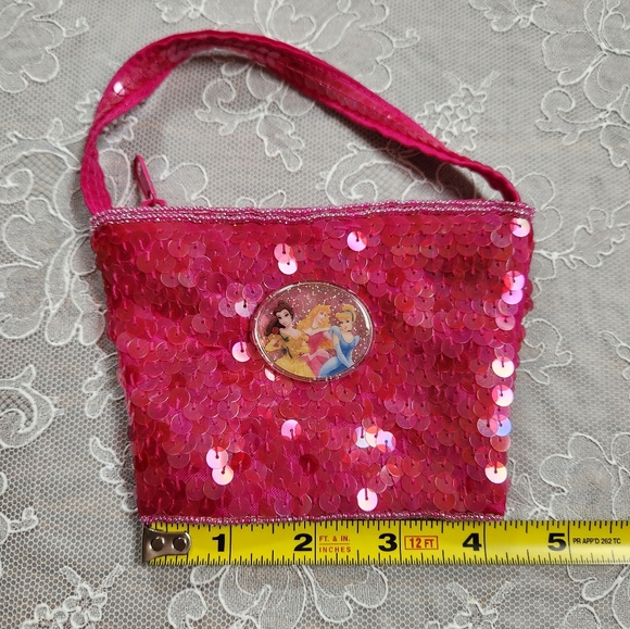 Pink Sequin DISNEY PRINCESS Small Bag Purse Gift Card Holder Coin Purse - Picture 8 of 10